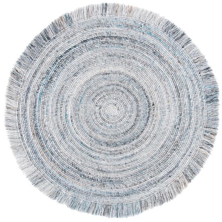 Safavieh 4 x 4 ft. Braided Contemporary Round Hand Woven Rug; Grey & Blue BRD950M-4R